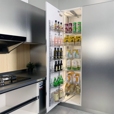 6 Tier Tall Tandem Metal Pull Out Pantry Kitchen Drawer Sliding Basket ...