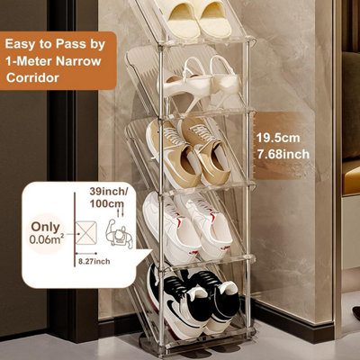 6 Tier Transparent Shoe Rack Slim Clear Space Saving Stand for Hallway ...