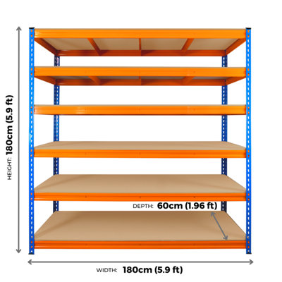 6 Tier ULTRA HEAVY DUTY Storage Racking 1800h x 1800w x 600d mm 350kg