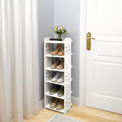 6 Tier White Plastic Shoe Rack Shoe Storage Organiser Open Style Shoe Shelf
