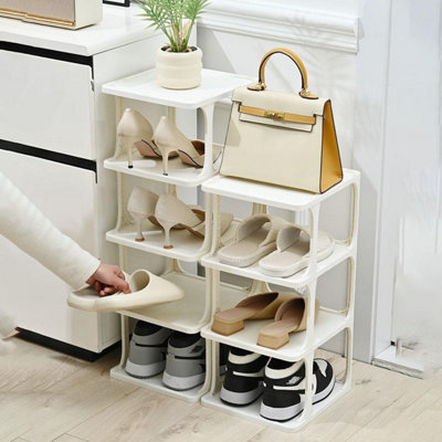 Tier White Vertical Shoe Rack Slim Free Standing Footwear Shelf