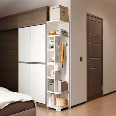 6 Tiers Open-Style Corner Cabinet with Hooks 30cm W x 30cm D x 180cm H