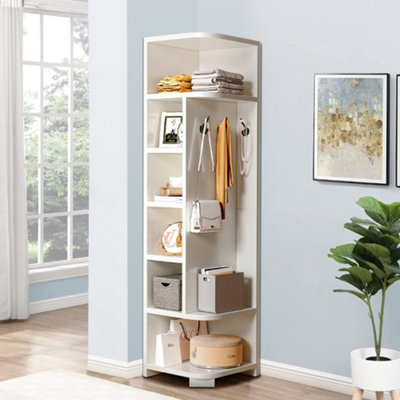 6 Tiers Open-Style Corner Rack with Hooks 40cm W x 40cm D x 180cm H
