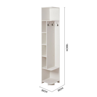 6 Tiers Open-Style Corner Rack with Hooks 40cm W x 40cm D x 180cm H
