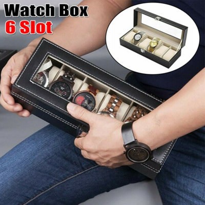 6 Watches Display Leather Case