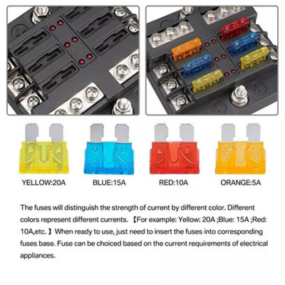 6 Way Blade Fuse Box Holder for 12V 24V Vehicles and Marine Use