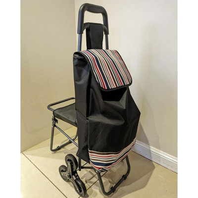 Wheel Stair Climbing Shopping Trolley Bag with Fold Down Seat