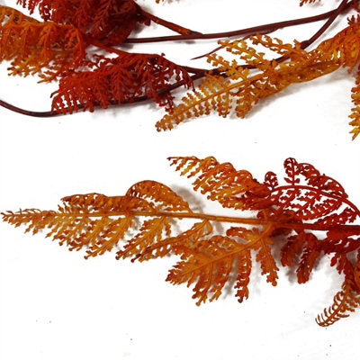 6 x 100cm Artificial Hanging Maidenhair Fern Plant Autumn Orange