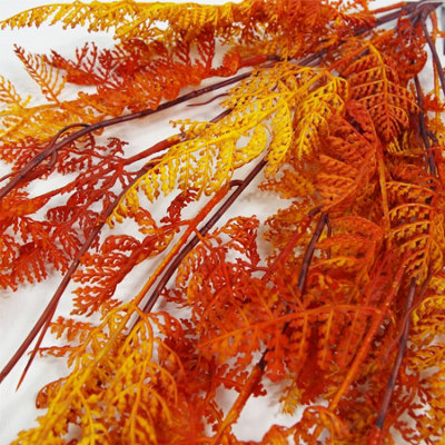 6 x 100cm Artificial Hanging Maidenhair Fern Plant Autumn Orange