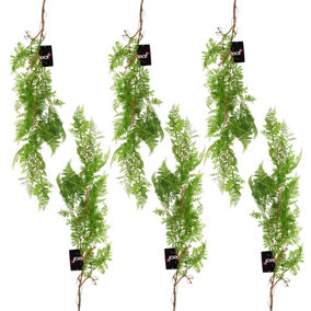 6 x 100cm Artificial Hanging Maidenhair Fern Plant Dark Green