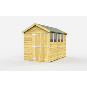 6 x 11 Feet Apex Shed - Double Door With Windows - Wood - L329 x W175 x H217 cm