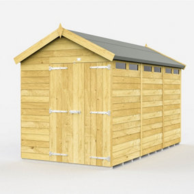 6 x 12 Feet Apex Security Shed - Double Door - Wood - L358 x W175 x H217 cm