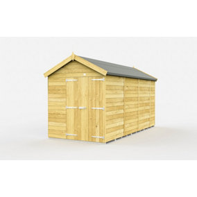 6 x 13 Feet Apex Shed - Double Door Without Windows - Wood - L387 x W175 x H217 cm