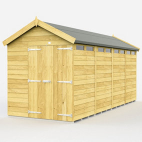 6 x 16 Feet Apex Security Shed - Double Door - Wood - L472 x W175 x H217 cm