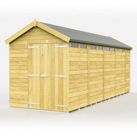 6 x 17 Feet Apex Security Shed - Double Door - Wood - L503 x W175 x H217 cm