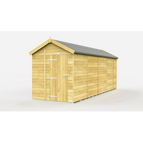 6 x 17 Feet Apex Shed - Single Door Without Windows - Wood - L503 x W175 x H217 cm
