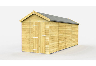 6 x 17 Feet Apex Shed - Single Door Without Windows - Wood - L503 x W175 x H217 cm