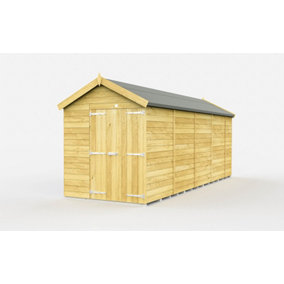 6 x 18 Feet Apex Shed - Double Door Without Windows - Wood - L533 x W175 x H217 cm