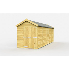 6 x 19 Feet Apex Shed - Double Door Without Windows - Wood - L560 x W175 x H217 cm