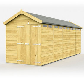 6 x 20 Feet Apex Security Shed - Double Door - Wood - L590 x W175 x H217 cm