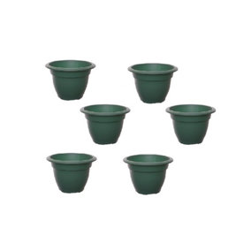 6 x 20cm Green Colour Round Bell Plant Pot Flower Planter Plastic Garden Pot