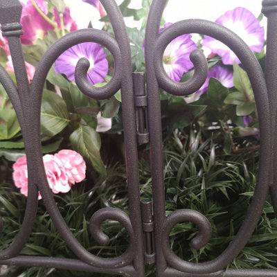 6 x 23cm 4 Piece Black Ornate Garden Border Fence Edging