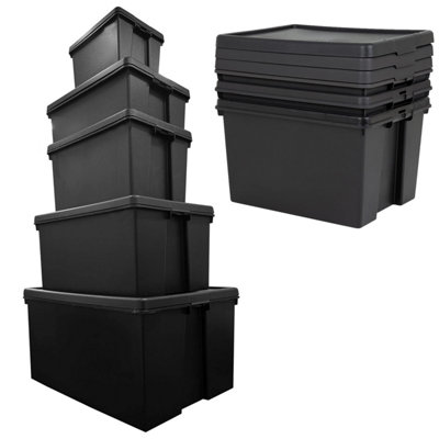 6 x 24L Extra Large Super Strong Black Impact Resistant Heavy Duty ...