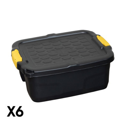 6 x 24L Heavy Duty Storage Boxes, Sturdy, Lockable, Stackable and ...
