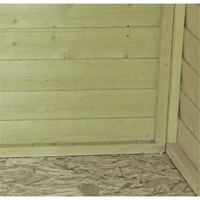 6 x 3 (1.8m x 0.9m) - PRESSURE TREATED - Value Overlap Pent Windowless Wooden Garden Shed - Double Doors