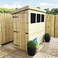 6 x 3 Garden Shed Pressure Treated T&G PENT Wooden Garden Shed - 3 Windows + Side Door (6' x 3' / 6ft x 3ft) (6x3)