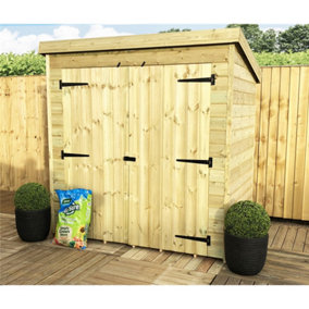 6 x 3 Pressure Treated Tongue And Groove Pent Wooden Shed With Double Doors (6' x 3' / 6ft x 3ft) (6x3)