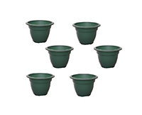 6 x 38cm Green Colour Round Bell Plant Pot Flower Planter Plastic Garden Pot