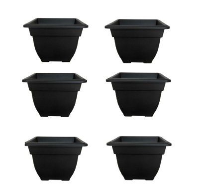 6 x 38cm Square Bell Planter Black