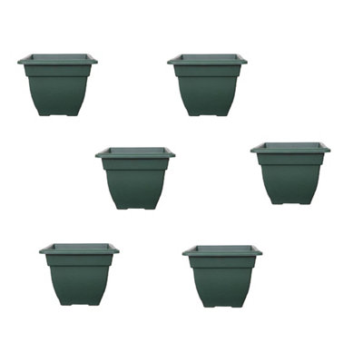 6 x 38cm Square Bell Planter Green