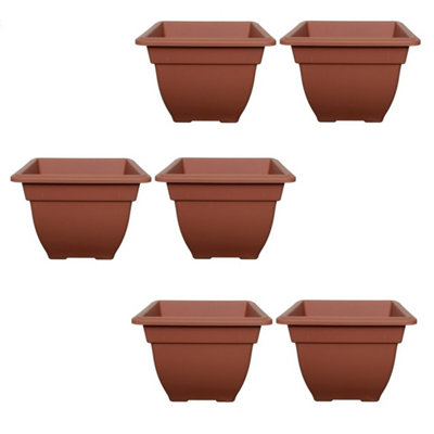 6 x 38cm Square Bell Planter Terracotta