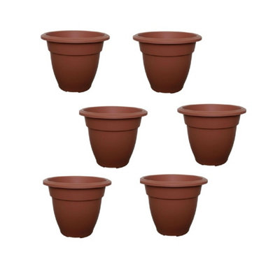 6 x 38cm Terracotta Colour Round Bell Plant Pot Flower Planter Plastic Garden Pot