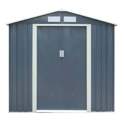 6 x 4 Double Door Metal Apex Shed (Dark Grey)