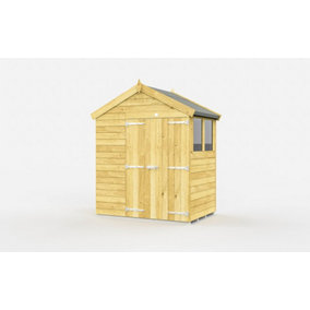 6 x 4 Feet Apex Shed - Double Door With Windows - Wood - L127 x W175 x H217 cm