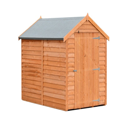 6 x 4 Feet Overlap Dip Treated Value Range Apex Shed Single Door