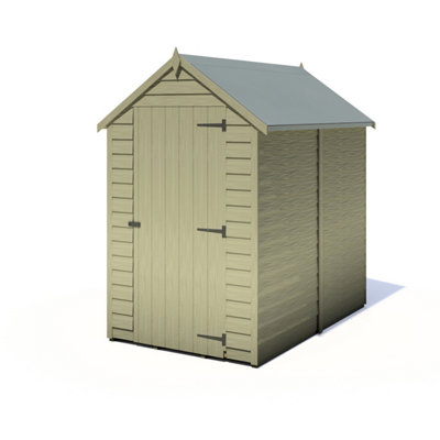 6 x 4 Feet Overlap Pressure Treated Value Range Shed Single Door