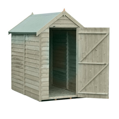 6 x 4 Feet Overlap Pressure Treated Value Range Shed Single Door - 4