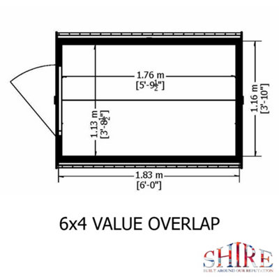 6 x 4 Feet Overlap Pressure Treated Value Range Shed Single Door - 7
