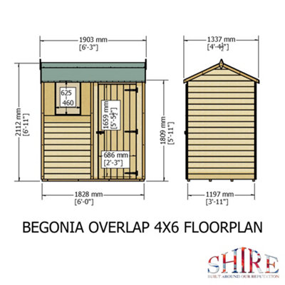 6 x 4 Feet Overlap SD Reverse Apex - 6