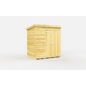 6 x 4 Feet Pent Shed - Double Door Without Windows - Wood - L118 x W185 x H201 cm