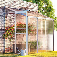 6 x 4 ft Lean To Polycarbonate Greenhouse with Window Opening