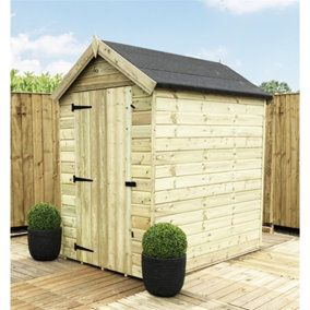 6 x 4 Garden Shed Premier Pressure Treated T&G APEX Wooden Garden Shed + Single Door (6' x 4' / 6ft x 4ft) (6x4 )