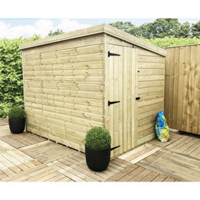 6 x 4 Pressure Treated Tongue And Groove Pent Wooden Garden Shed With Side Door (6' x 4' / 6ft x 4ft) (6x4)