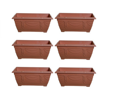 6 x 40cm Small Plastic Venetian Window Box Trough Planter Pot Terracotta Colour