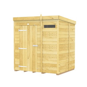 6 x 5 Feet Pent Security Shed - Single Door - Wood - L147 x W185 x H201 cm