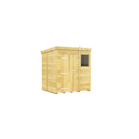 6 x 5 Feet Pent Shed - Single Door With Windows - Wood - L147 x W185 x H201 cm